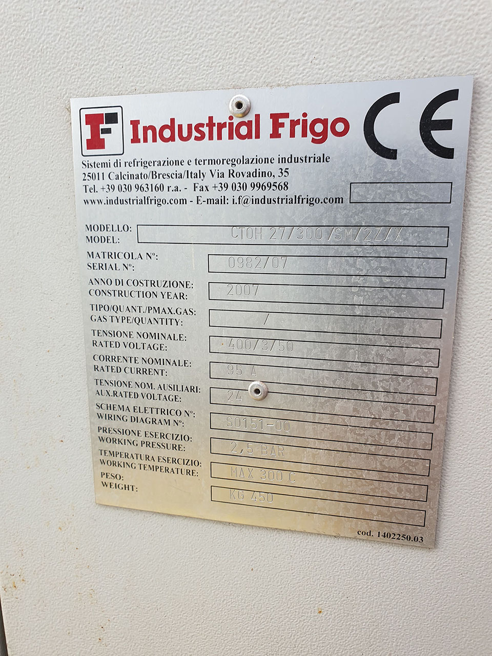 Industrijski oljni hladilnik Frigo CTOH 27/300/SM/2Z/X ZU2087